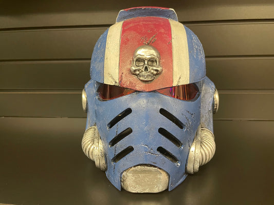 Space Marine Helmet | Blue | Weathered | Cosplay